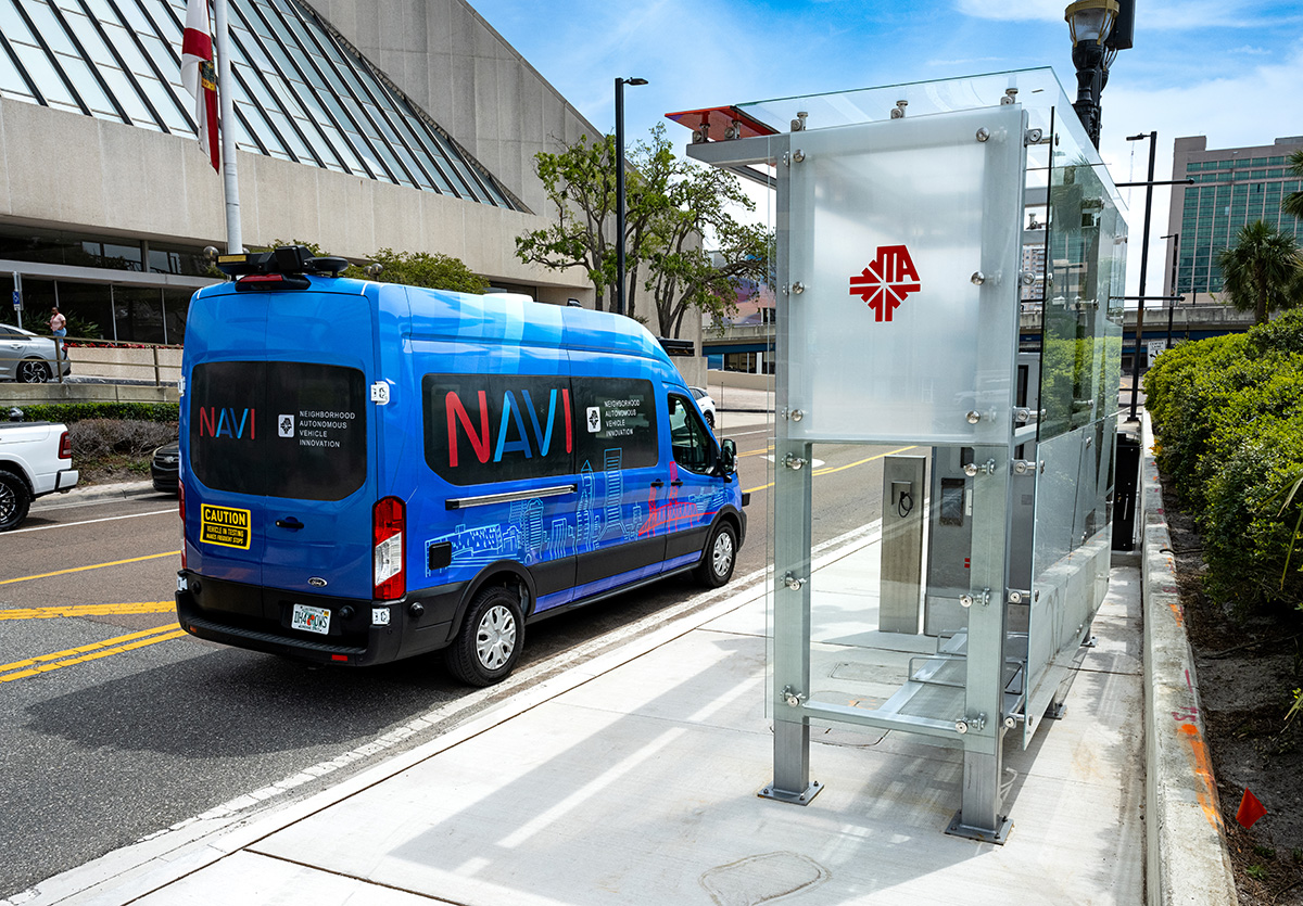 NAVI vehicle at one of the NAVI bus stops