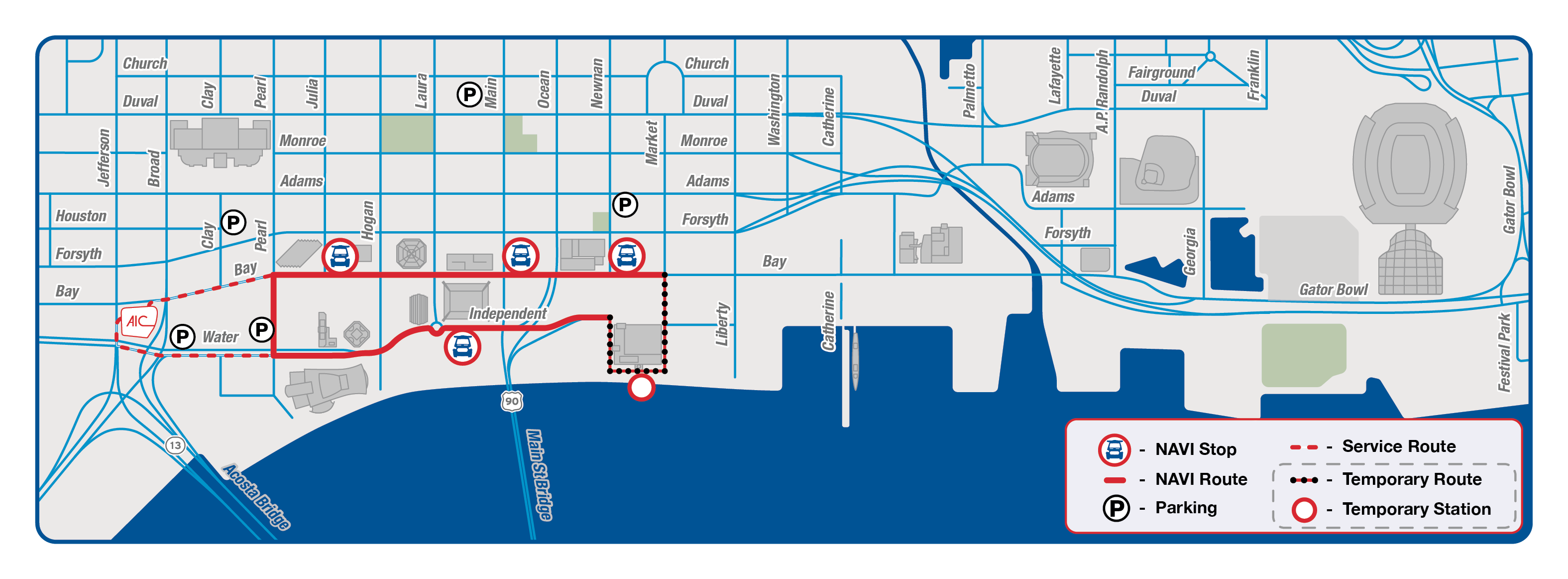 NAVI Detour Map for Gate River Run